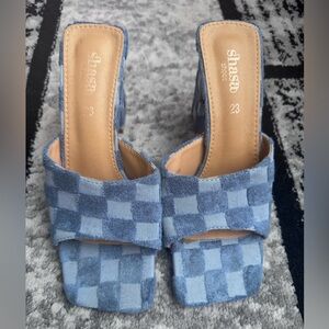 Shasa Blue Checkered Heels